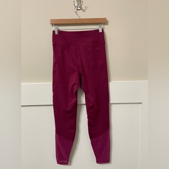Le Ore Ruby Cranberry Red Andria Mesh Full-Length High Rise Leggings Size Small - Picture 8 of 10